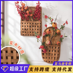 室内の木製バスケットの壁掛け装飾生け花飾り田園風創意置物バスケット民宿背景壁面装飾