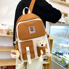 Wholesale Korean-style new middle school student backpack cartoon bear plush girl backpack cute casual dual shoulder bag