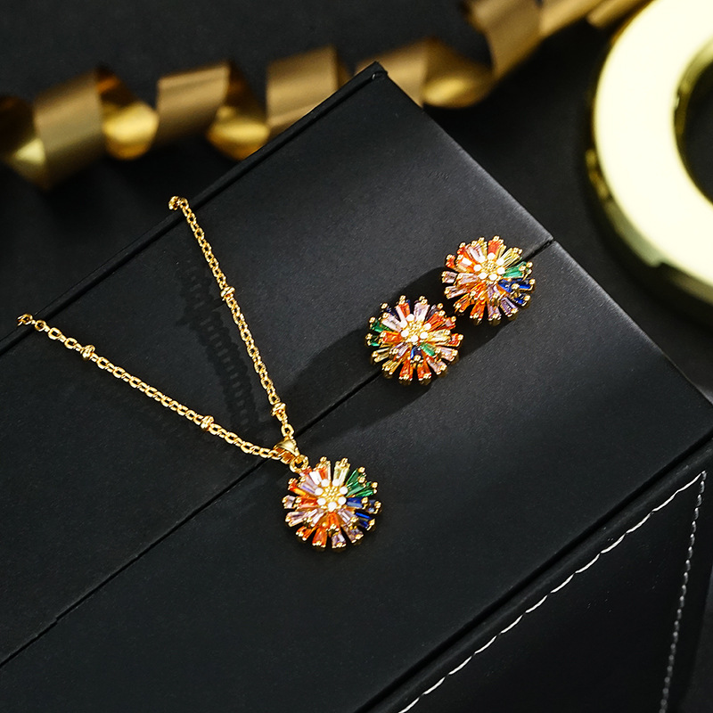 Summer 2025 High-end Color Fireworks Shape Micro-inlaid Zircon Small Simple All-match Earrings Earrings for Women