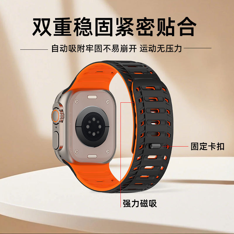 新款穿山甲适用苹果iWatch表带硅胶磁吸Apple全系通用苹果手表带|undefined