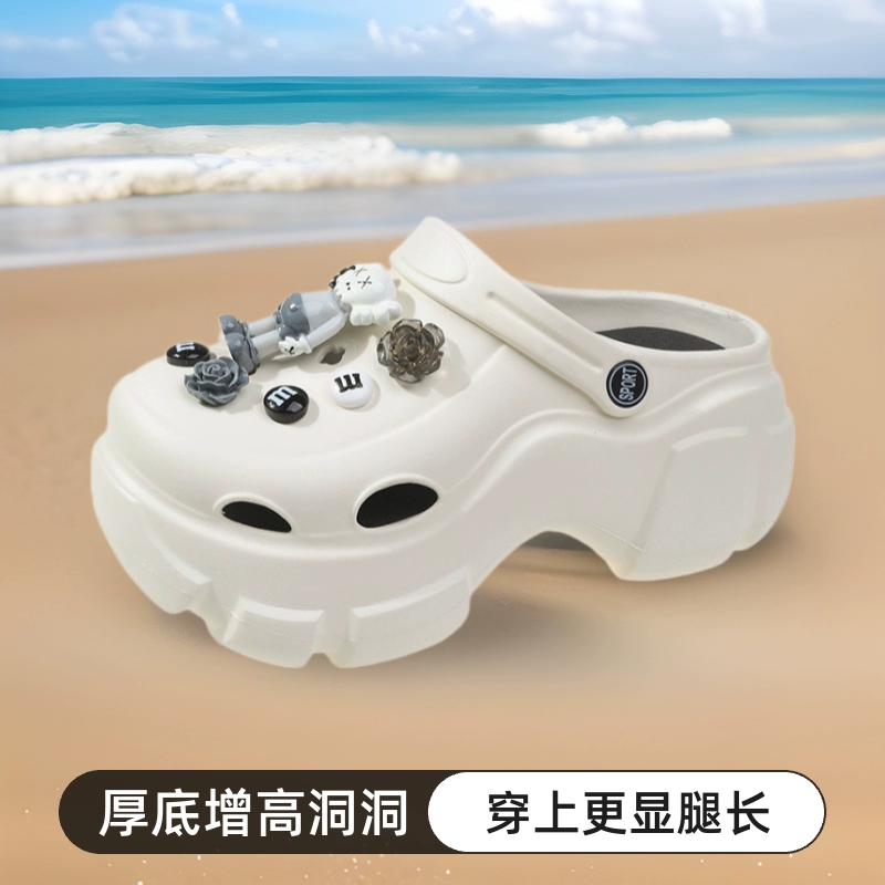 Женские летние Нескользящие модные милые пляжные сандалии с высокой талией в Корейском стиле на толстой подошве для дома