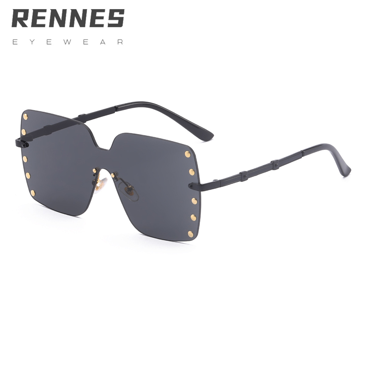 2022 nuevo remache de una pieza gafas de sol personalidad europea y americana gafas de sol sin marco gafas de sol de moda transfronteriza de las mujeres