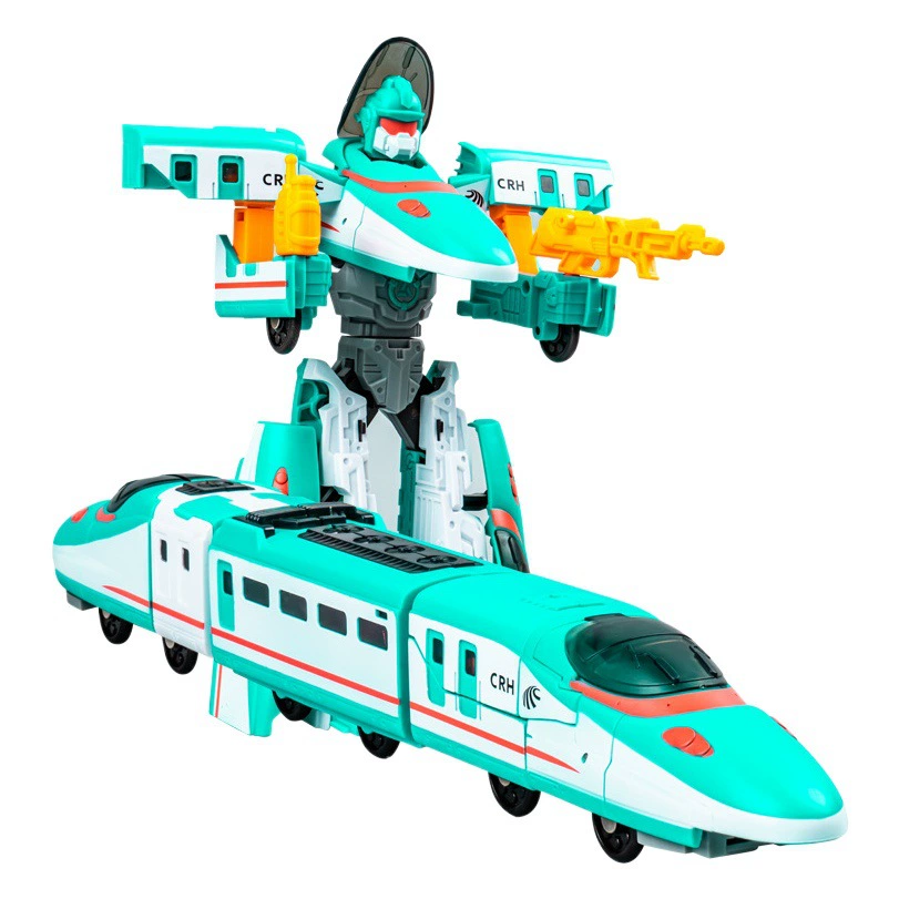 Поезд Меха ручной деформации Поезд Слабиющий робот Детская игрушечная машина мальчик 3 года двухсторонняя модель поезда