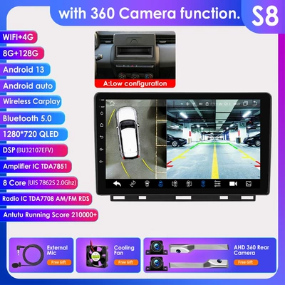 DVD Navigation: GPS car navigation with - model-a-with-360-camera-8128g-wifi4g-lte-version-7862-carplay-octa-core-compatible-with-renault-clio-5th-generation-2019-2021-low-end-model-9inch-frame-set