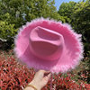 Fuchsia colored denim velvet hat, decorations