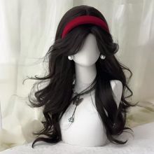 【玲珑小曲】假发女港风复古氛围感八字刘海日常黑茶长卷发全头套