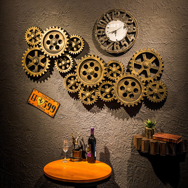 Retro Industrial Style Gear Decor Wall Art Ornament Wall Hanging for Loft Distressed Bar Personal Creative Wall Decor