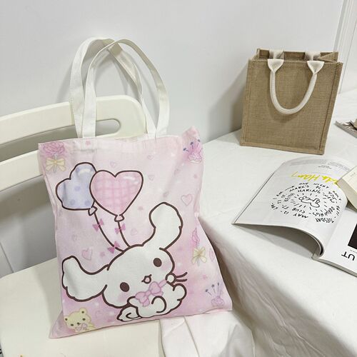 Sanrio Kuromi shoulder bag canvas bag KT family anime shoulder cute student tutoring bag A4 document bag