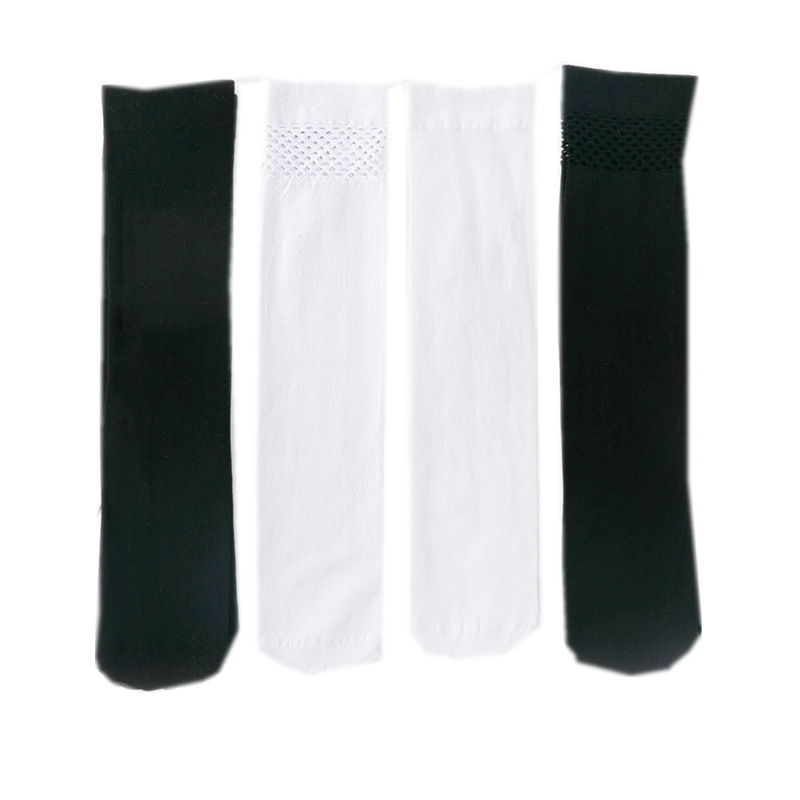 Calcetines ajustados de mujer color sólido costura de malla en blanco y negro primavera y verano calcetines altos delgados calcetines de princesa de terciopelo image 6