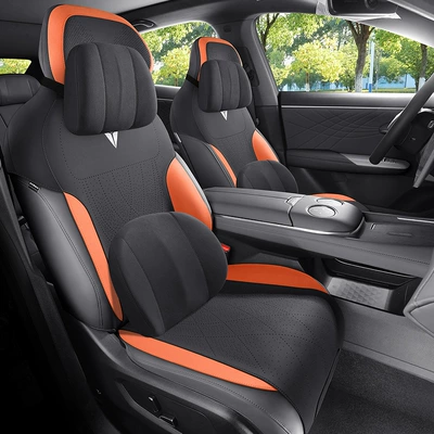 Modelə uyğun (Original) oturacaq örtükləri: cushion suede seat cover semi-enclosed - black-orange-memory-foam-version-five-seater-special-dark-blue-s07-all-inclusive-front-of-the-back