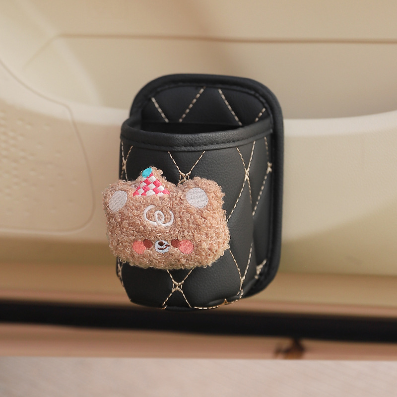 Qìchē Car Water Cup Drink Holder Multifunctional Seat Storage Box (Car cup holder/beverage holder) - bear-black-cup-storage