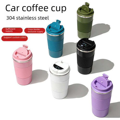 Cross-border 304 stainless steel coffee cup double-layer vacuum insulated cup office mug outdoor portable car travel mug