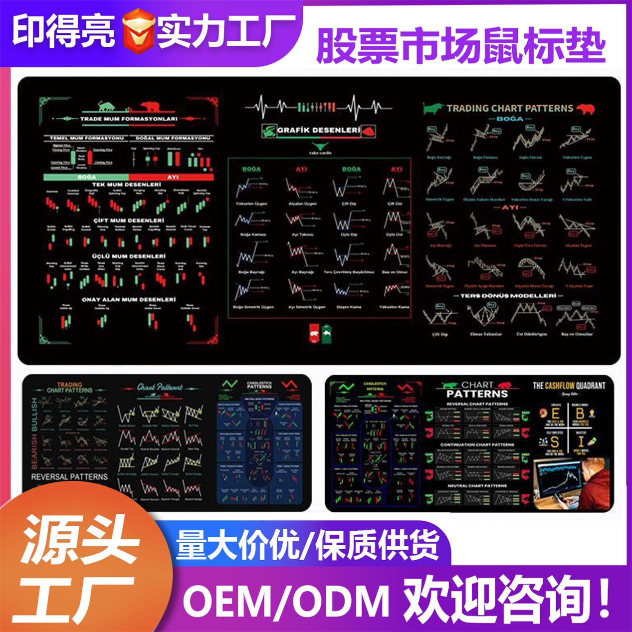 超大型テーブルパッド爆発株株式市場投資家マウスパッド国境を越えた汚れに強いロックの滑り止め事務