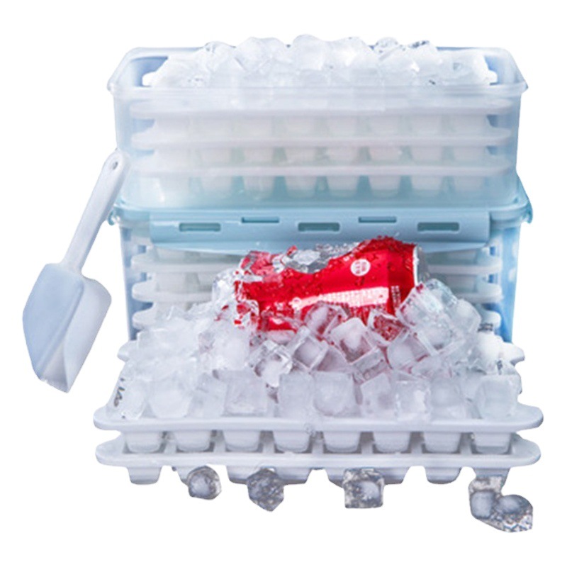 Bandeja de hielo cuadrada con tapa, 21 compartimentos, 65 compartimentos, molde de hielo de plástico PP, caja de hielo para refrigerador, molde para hacer hielo, caja para hacer hielo, congelación rápida
