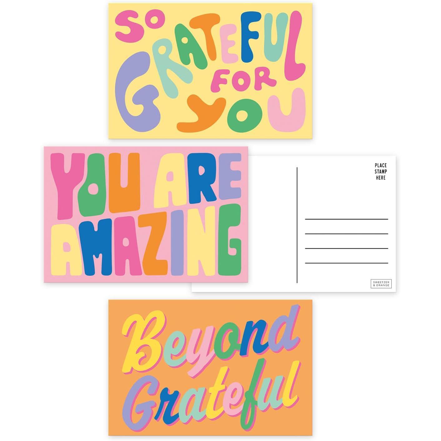 亚马逊跨境热销个性化字母彩色感谢明信片可手写感谢卡可定 制