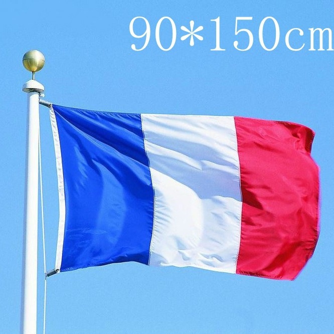 F920 现货批发90*150cm 3*5ft 法国国旗 4号涤纶旗帜 france flag