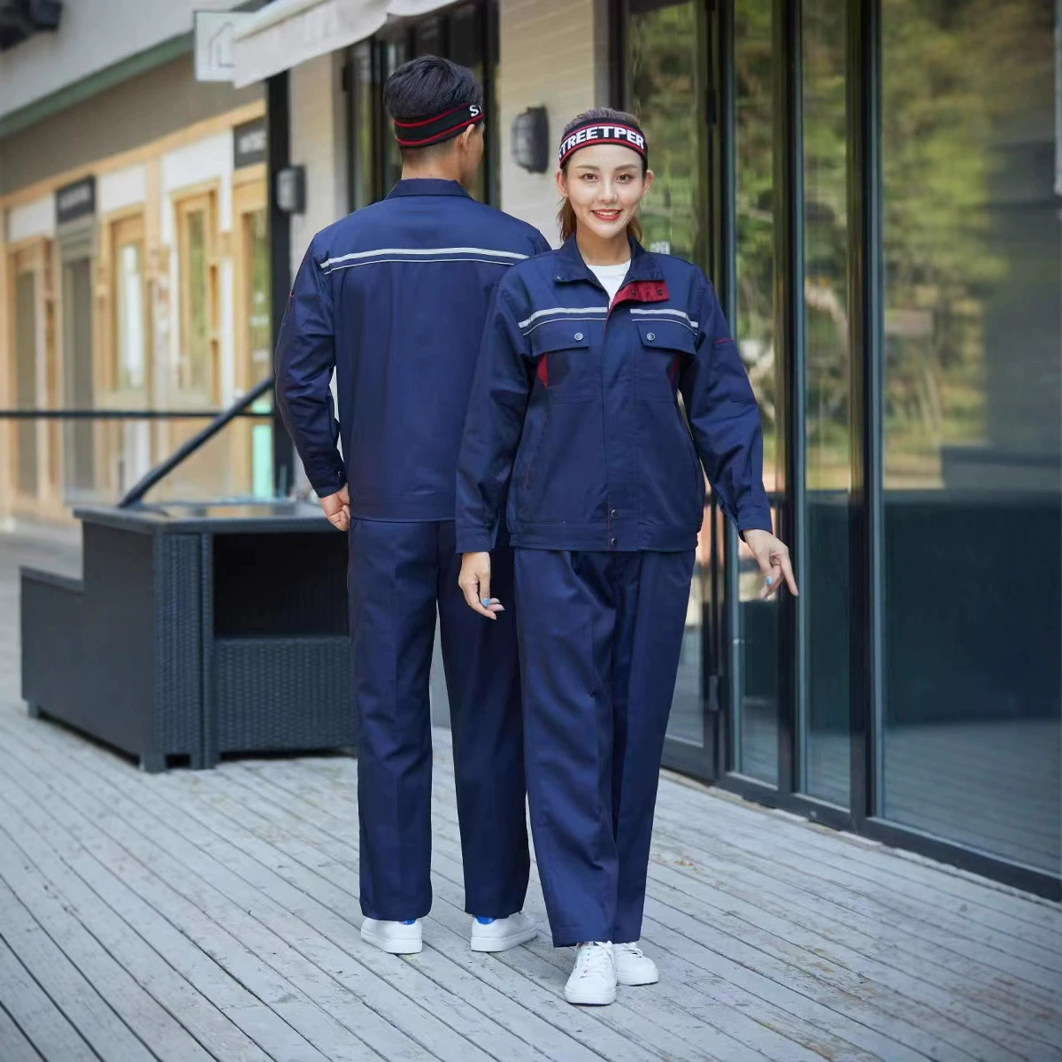 Весенне-осенняя рабочая одежда из полиэстера и хлопка оптом, подходит для мастерских и строительных площадок, износостойкая и практичная профессиональная рабочая одежда.