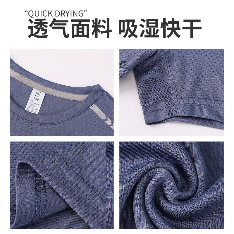 Maratón corriendo al aire libre campamento de verano entre padres e hijos desgaste deportivo fresco grupo manga corta hielo seda secado rápido camiseta personalización