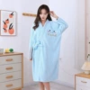Long-sleeved bathrobe-haze blue