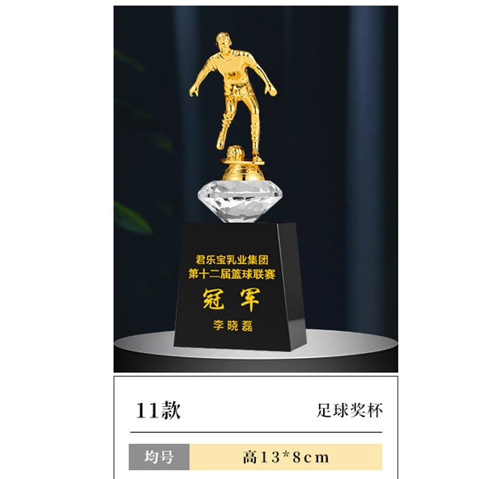 Fútbol Trofeo de cristal Creativo Tirador Deportivo Juegos Mundiales Torneo Medalla de resina Premios de equipo árbitro