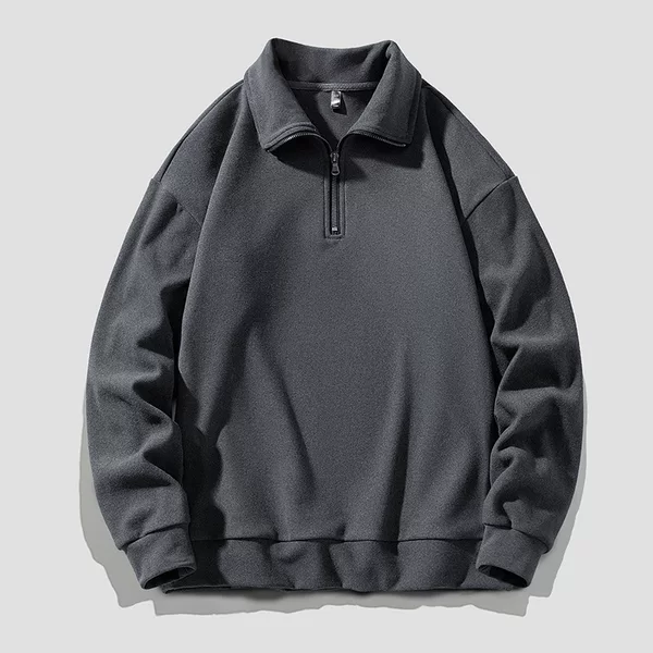 Half-Zip German Velvet Men's Sweatshirt 2024 New Autumn and Winter Trendy Brand Versatile Casual Long-Sleeved Lapel Bottoming Shirt for Men