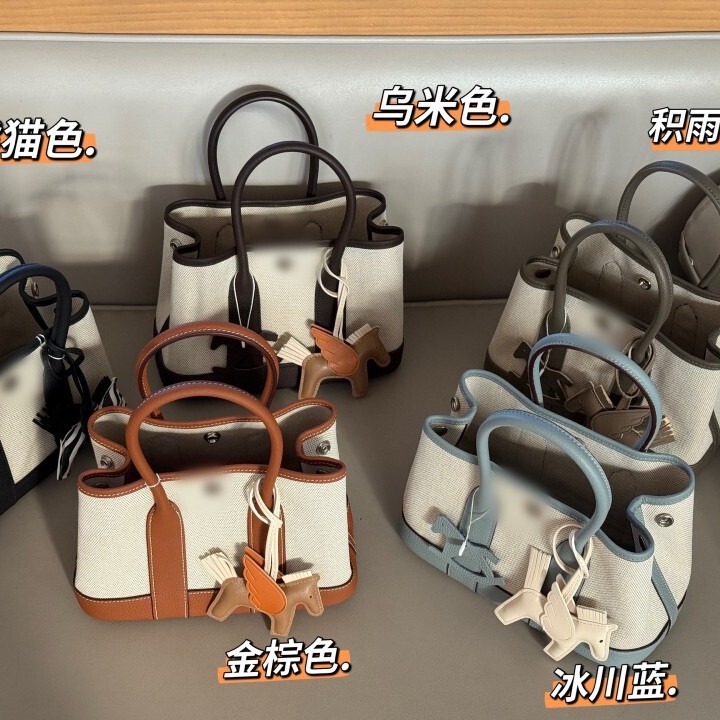 Handmade Waxed Thread 2025 New Garden Bag Mini Canvas Leather Tote Bag Large Capacity Handbag Genuine Leather Women's Bag