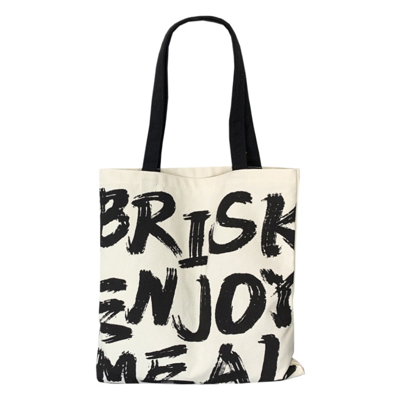 Nuevo bolso de lona de gran capacidad para mujer alfabeto coreano simple y versátil bolso de compras con cremallera bolso de hombro