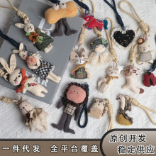 网红新款手作布艺卡通兔子挂件DIY辅料配件文艺小公仔钥匙扣