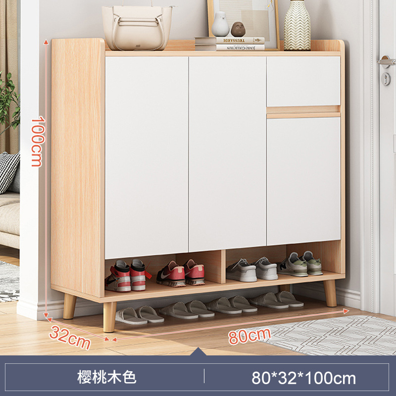 Zapatero gabinete de entrada del Hogar armario de balcón imitación de madera maciza económico ultrafino moderno Zapatero con puerta