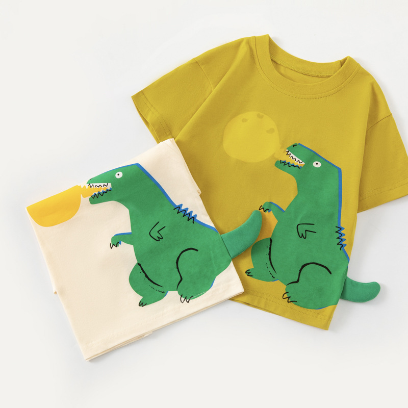Be top ropa infantil transfronteriza verano nuevo estilo niños dinosaurio estampado camiseta de manga corta ropa de bebé para hombres