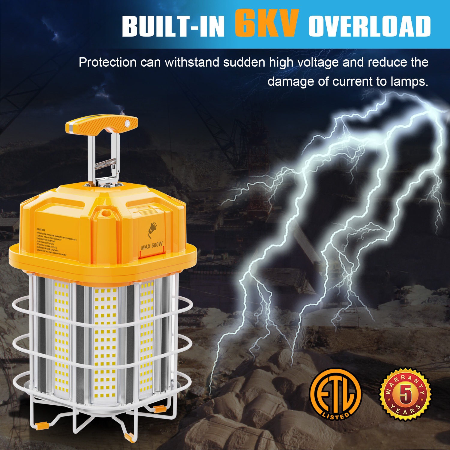 ETL certificó la luz 60W80W100W125W150W del trabajo del LED se puede conectar con la lámpara temporal de la iluminación del mantenimiento del LED