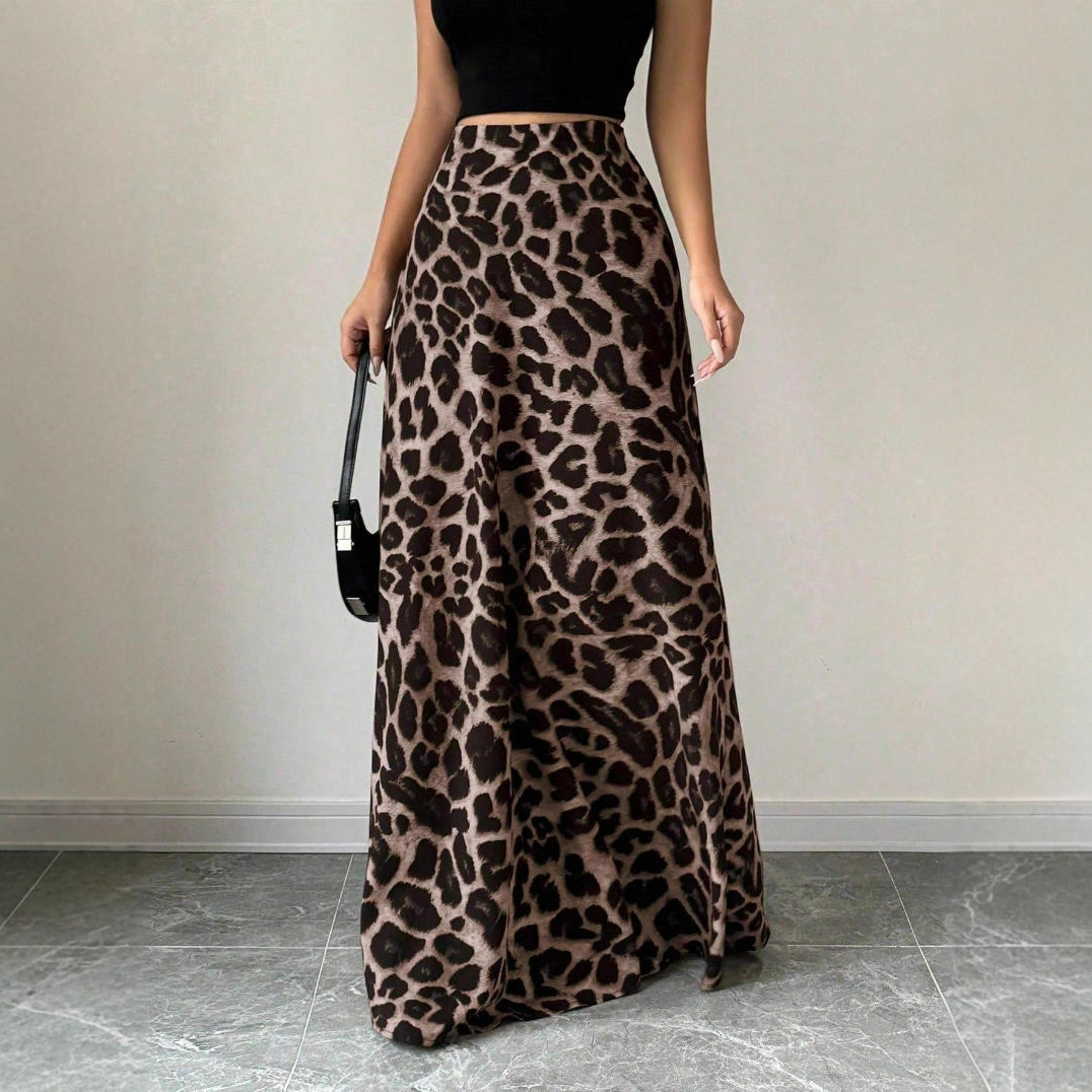 2025 Autumn Cross-Border Foreign Trade European and American Fashion Hot Style Sexy Hot Girl Skirt High Waist A-Line Mid-Length Skirt