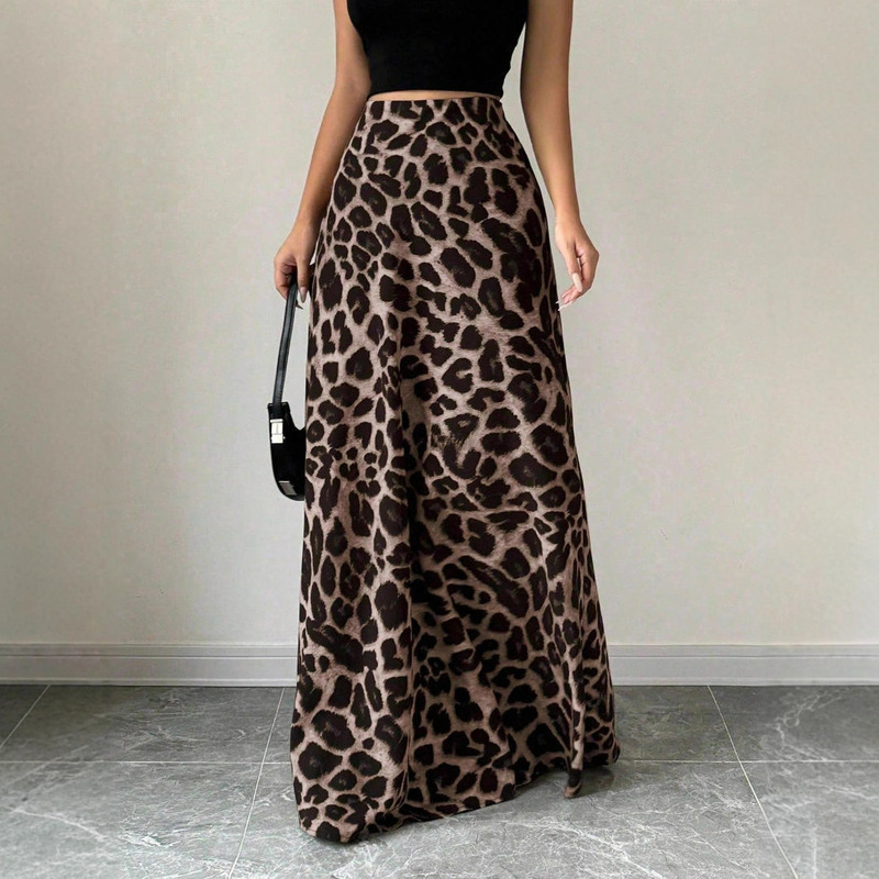 2025 Autumn Cross-Border Foreign Trade European and American Fashion Hot Style Sexy Hot Girl Skirt High Waist A-Line Mid-Length Skirt