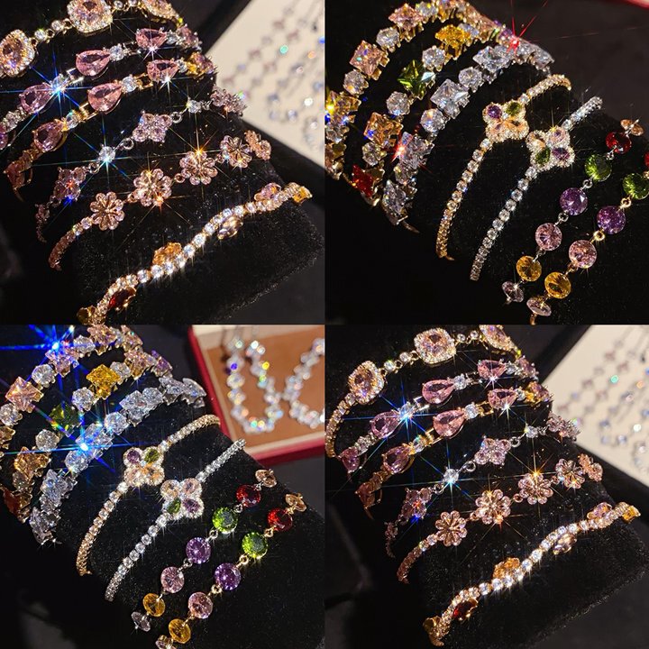 Korean-style Zircon Color Butterfly Pendant Bracelet Light Luxury High-end Sense Bracelet Fashionable Sweet Commuter All-match Bracelet for Women