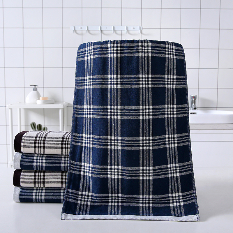 Bomullsmuslin ansiktshandduk rutig japansk stil bröllopspresent_voghion.com