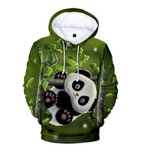 亞馬孫新品 卡通熊貓吃竹子3D印花韓版寬松長袖外套女款 連帽衛衣