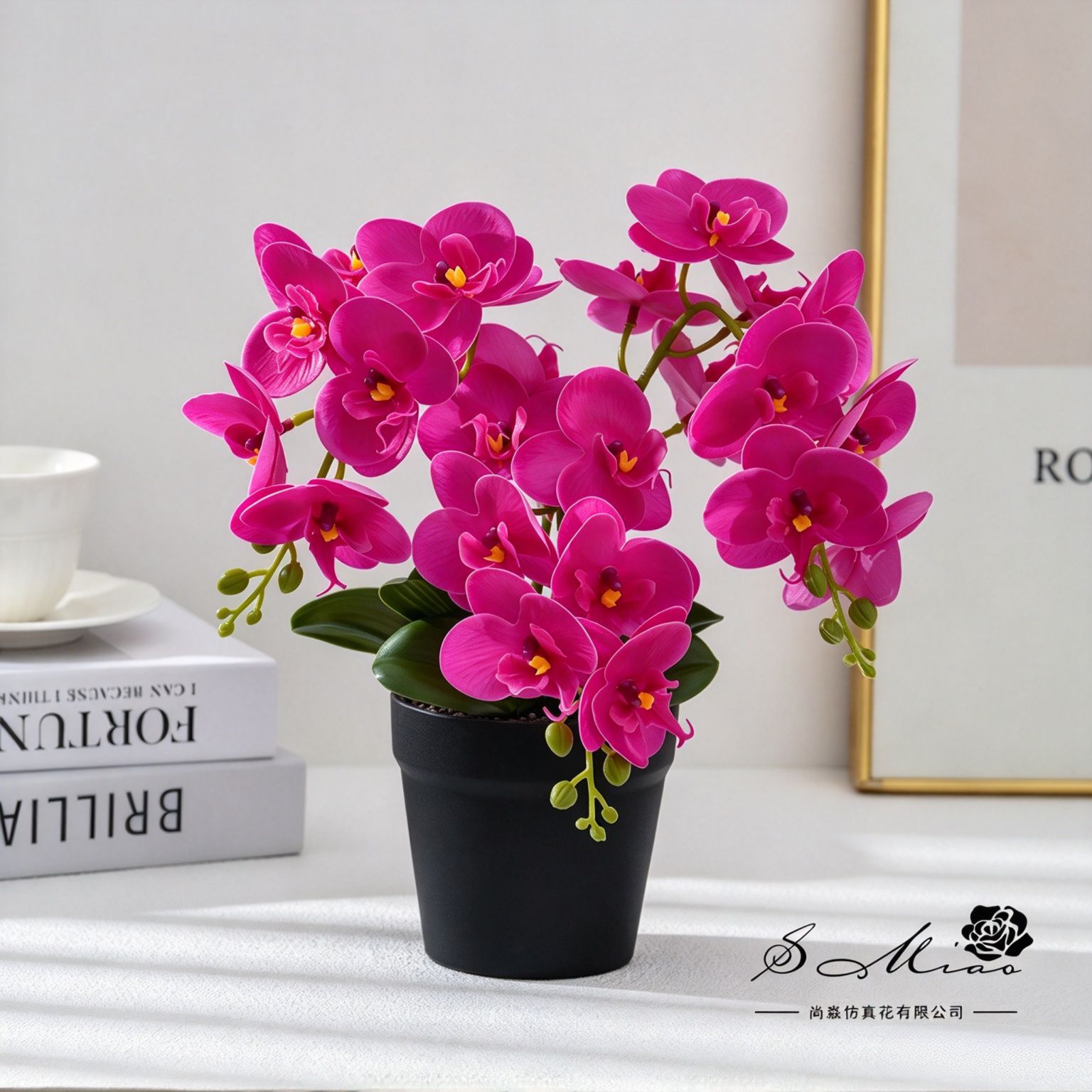 21 flores pequeñas Phalaenopsis se sienten bonsáis simulados en macetas flores falsas creativas decoración del hogar fotografía de flores artificiales flores de bodas image 4