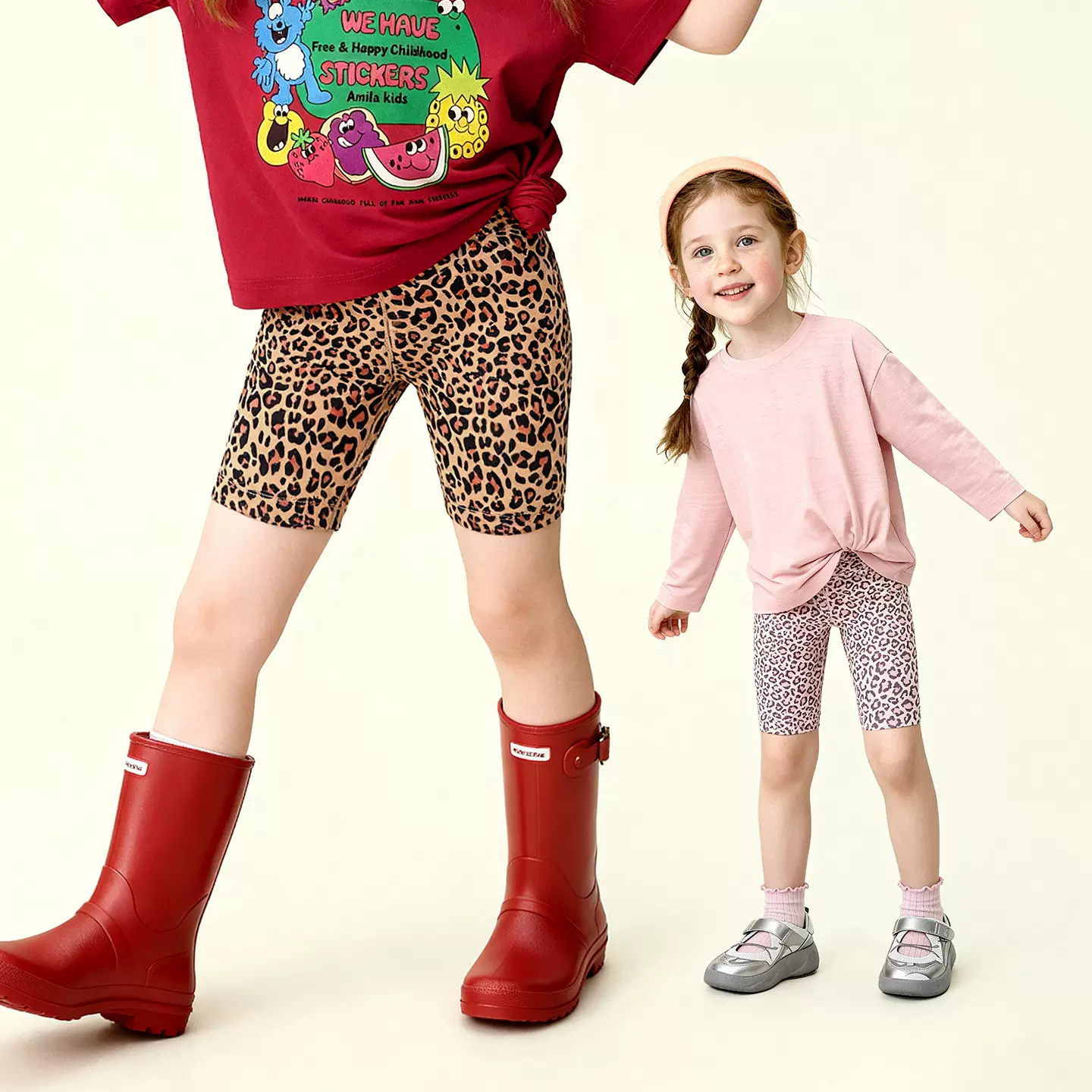 童贝童装2026夏季新款儿童打底裤复古豹纹色系日常出街时髦款下装