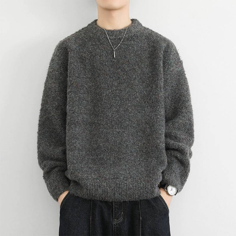 Прямая трансляция сплошной корейской версии стильного свитера с круглым вырезом
