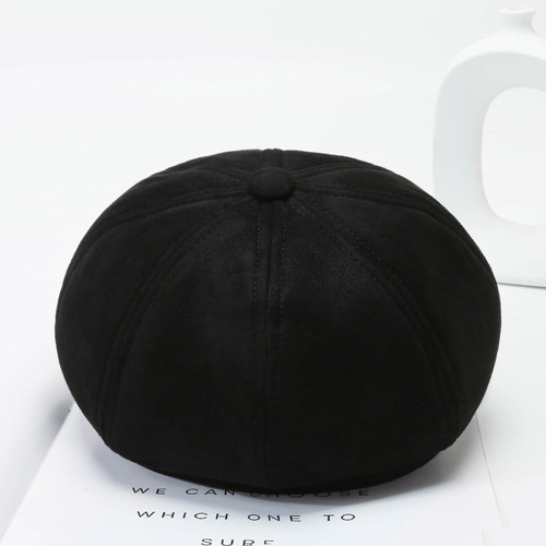 Hats for Women Autumn and Winter Fashion Matchable Octagonal Hat Korean Version British Retro Solid Color Duckbill Hat Beret Hat Makes Face Look Smaller