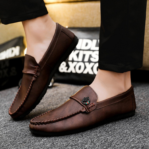 Soft Leather Formal British Style Lounge High-End Loafers Bean Shoes Low-Top Business Lightweight Durable Men's Fashion