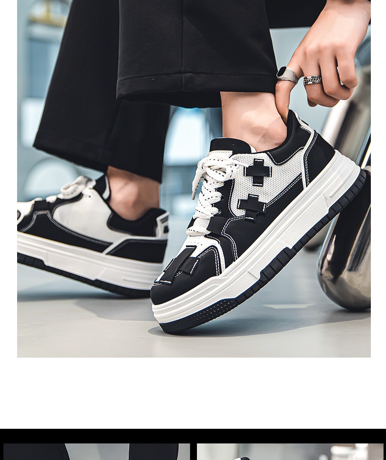 Men's Casual Sneakers White Platform Comfortable Trendy Shoes_voghion.com