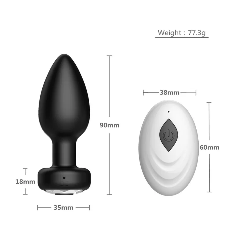 Rechargeable Anal Plug, 10‑Frequency Remote Vibration, Compact Female Stimulation Plug