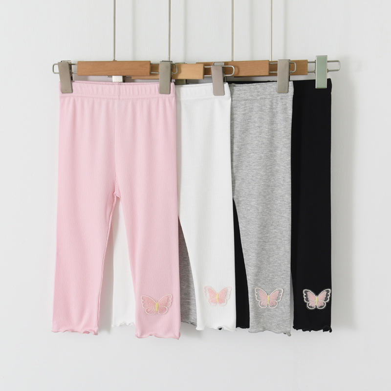 Summer Girls' Leggings Thin High Elasticity New Korean Style Children's Pants Bear Leggings for Toddlers and Babies