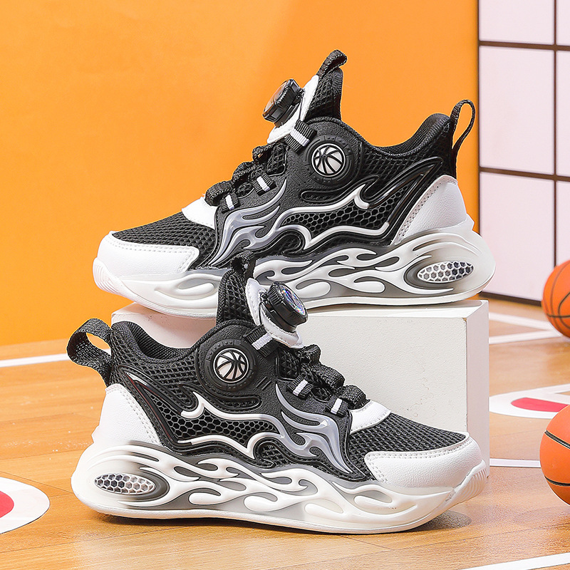 Zapatillas de baloncesto para niños, malla, transpirable, nuevas zapatillas deportivas para niños, zapatillas para correr para estudiantes de suela blanda informal para niños de mediana edad