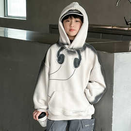 春季中大男童卫衣新款童装儿童春装卫衣男孩耳机上衣休闲潮牌跨境