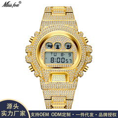 MISSFOX Japanese diamond-encrusted multifunctional fashion electronic watch, high-end diamond-encrusted waterproof men's watch factory direct sale