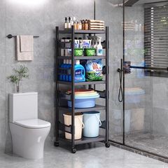 浴室棚床置き式洗面器収納棚トイレ多層移動式電子レンジ挟み収納棚