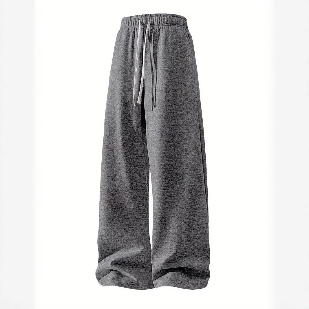 Men's Straight-Leg Pants – Vintage-Inspired Polyester Trousers With Adjustable Drawstring (Unisex Streetwear Style)_viptrois.com