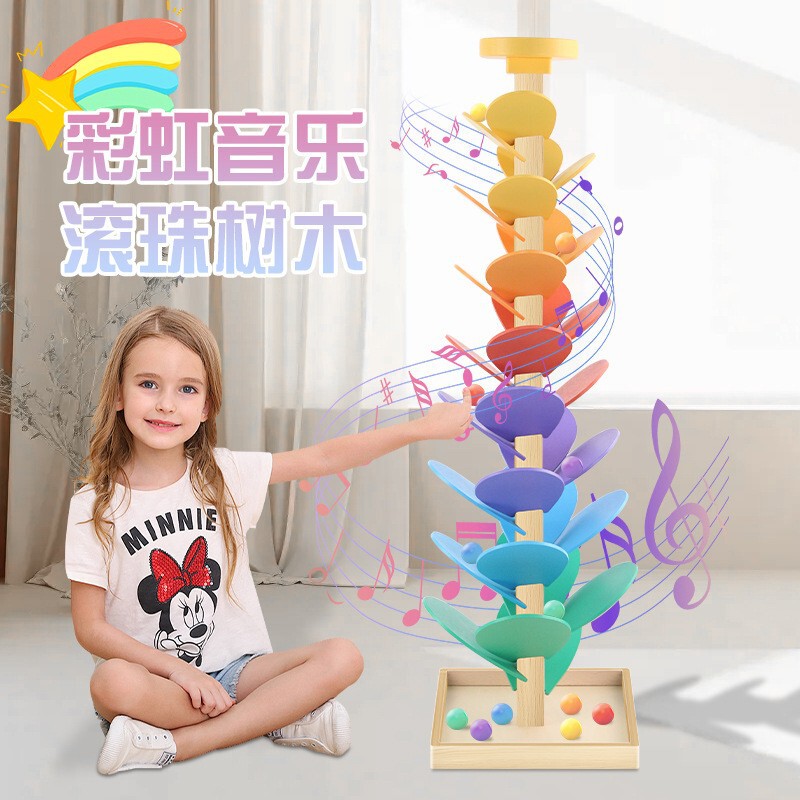 Rainbow Music Tree Rolling Ball Wooden Petal Rolling Ball Track Toy Children's Educational Toy for Babies Aged 3-4 Cross-Border Hot Sale Rainbow Music Tree Rolling Ball Wooden Petal Rolling Ball Track Toy Children's Educational Toy for Babies Aged 3-4 Cross-Border Hot Sale